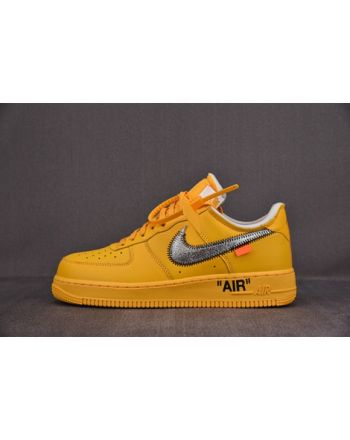 NIKE AIR FORCE 1 LOW OFF-WHITE UNIVERSITY GOLD METALLIC SILVER DD1876-700